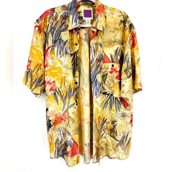 One Eight Hundred Silk Colorful Abstract Men’s Shirt M - Picture 5 of 6